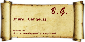 Brand Gergely névjegykártya